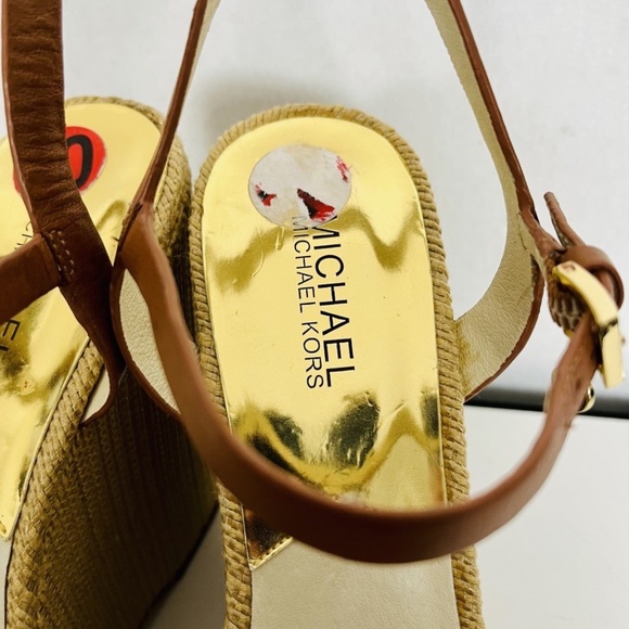 Michael Kors size 10 Benji Denim Platform Wedge Sandals Natural Color Boho - Picture 10 of 12
